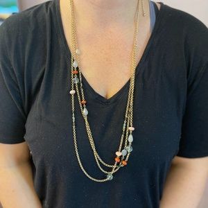 Women's Gold Necklace with Colored Beads